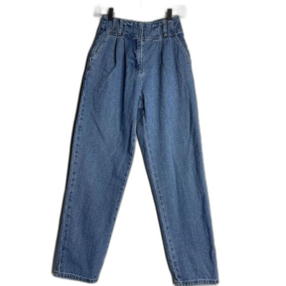Forever 21 Contemporary Pleated High Rise Light Blue Jeans Size XS 80's Pants